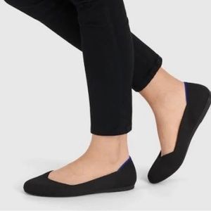 Rothy’s The Flat Round Toe Washable Knit Stretch Shoe Black 7.5